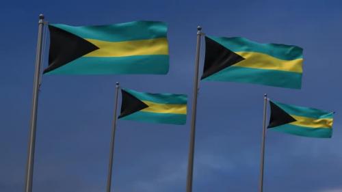 Videohive - Bahamas Flags In The Blue Sky-- 2K - 34156186