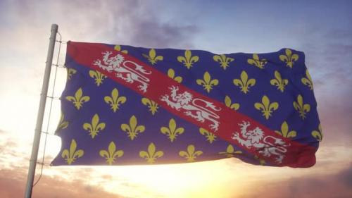 Videohive - Marche flag, France, waving in the wind, sky and sun background - 34120141