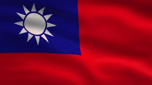 Videohive - Taiwan Windy Flag Background 4K - 34121140
