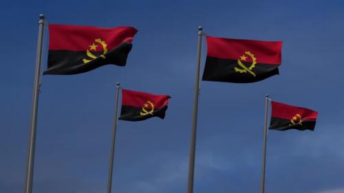 Videohive - Angola Flags In The Blue Sky - 2K - 34130590
