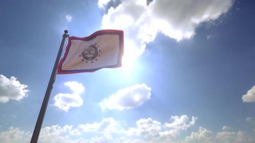 Videohive - Savannah City Flag (Georgia) on a Flagpole V4 - 4K - 34163152