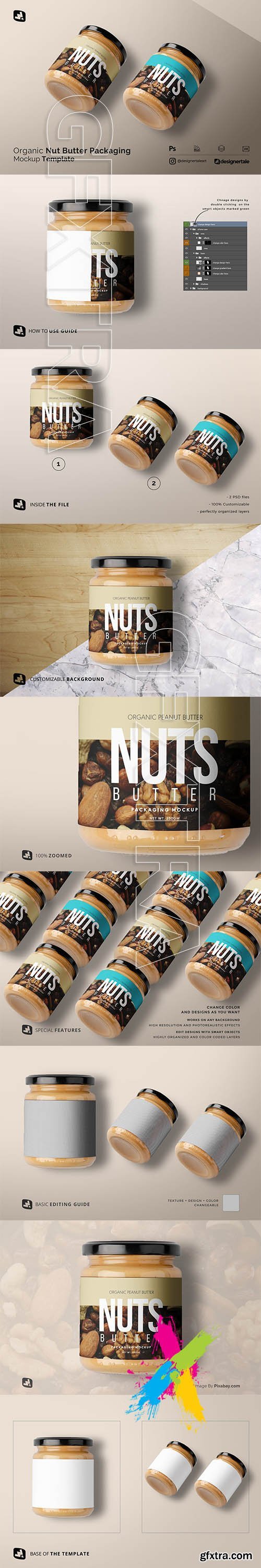 CreativeMarket - Organic Nut Butter Packaging Mockup 5313363