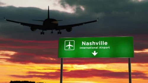 Videohive - Plane landing in Nashville Tennessee, USA airport - 34238770