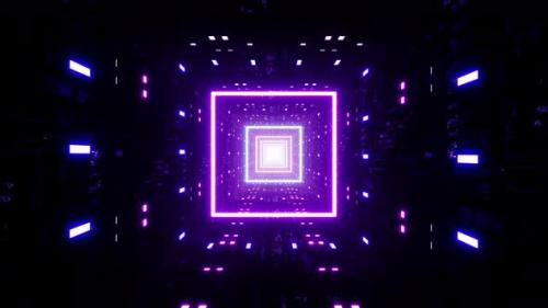 Videohive - Neon Square Disco Light Tunnel - 34265247