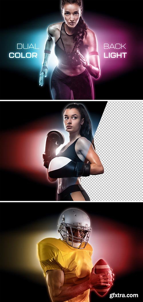 Dual Backlight Photo Effect Mockup with Two Glowing Color 442599760