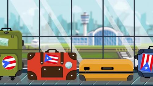 Videohive - Suitcases with Puerto Rican Flag Stickers - 34302225