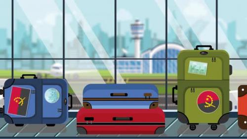 Videohive - Suitcases with Angolan Flag Stickers on Baggage Carousel - 34302232