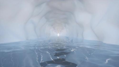 Videohive - Water Cave White in 3d Style Majestic Winter Landscape Nature Background - 34303463