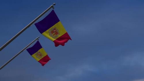 Videohive - Andorra Flags In The Blue Sky - 2K - 34328415