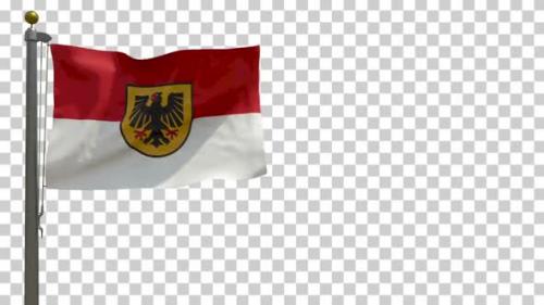Videohive - Dortmund City Flag (Germany) on Flagpole with Alpha Channel - 4K - 34337157