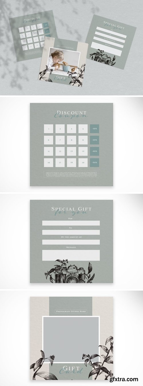Vegetal Style Gift Card and Discount Coupon Layout