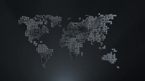 Videohive - loop animation. pixelated world map with ripple effect - 34423288