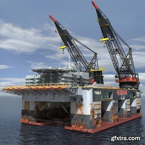 Oil Rig Dual Crane_Vessel (Multi format)