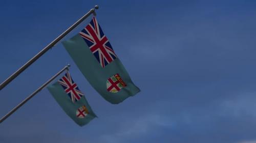Videohive - Fiji Flags In The Blue Sky - 2K - 34446346
