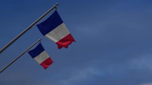 Videohive - France Flags In The Blue Sky - 2K - 34446395