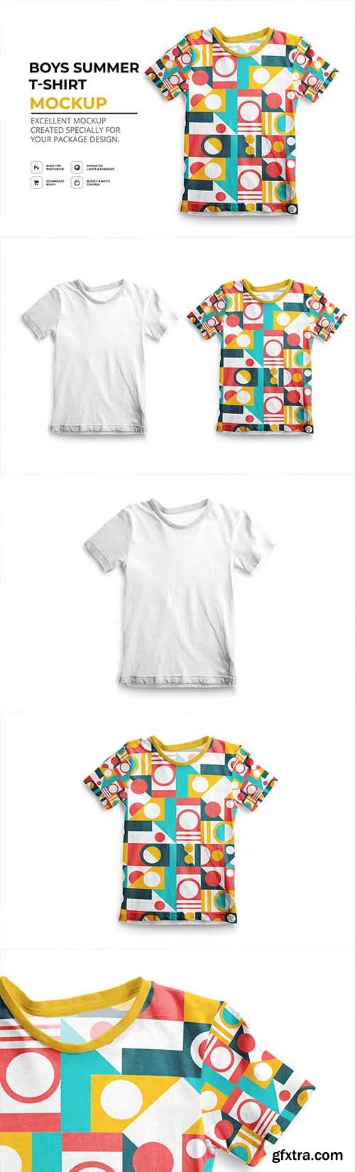 CreativeMarket - Boys Summer T-Shirt Mockup 6424574