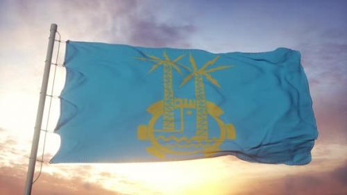 Videohive - Aswan Flag Egypt Waving in the Wind Sky and Sun Background - 34446615