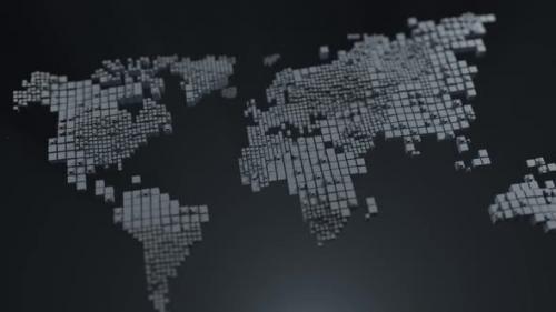 Videohive - loop animation. pixelated world map with ripple effect - 34423286
