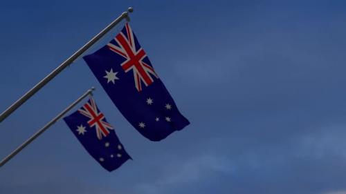 Videohive - Australia Flags In The Blue Sky - 2K - 34343152