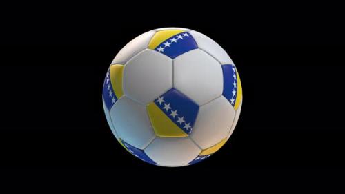 Videohive - Soccer ball with flag Bosnia Herzegovina, on black background loop alpha - 34344065