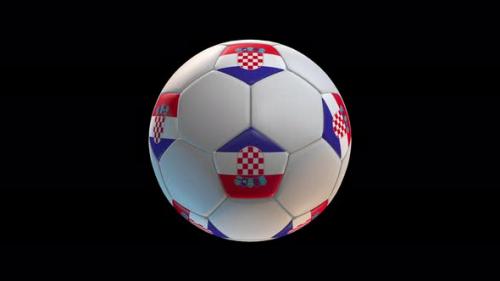 Videohive - Soccer ball with flag Croatia, on black background loop alpha - 34344066