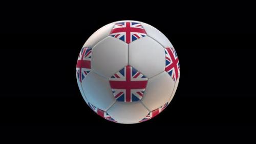 Videohive - Soccer ball with flag British, on black background loop alpha - 34344076