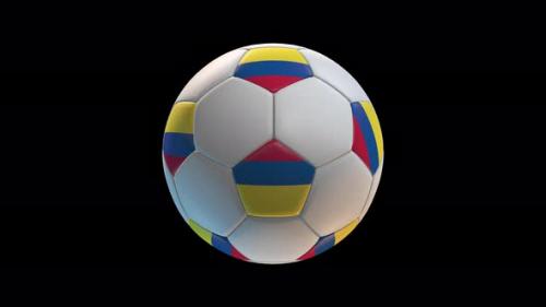 Videohive - Soccer ball with flag Colombia, on black background loop alpha - 34344077