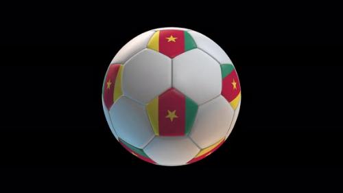 Videohive - Soccer ball with flag Cameroon, on black background loop alpha - 34344080