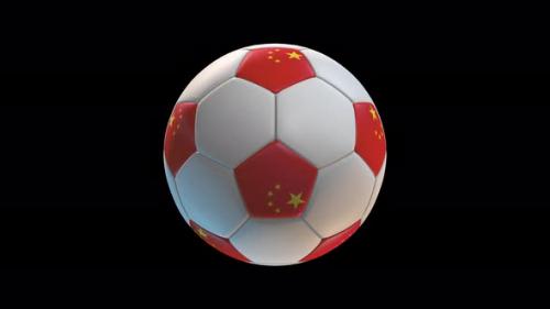 Videohive - Soccer ball with flag China, on black background loop alpha - 34344086