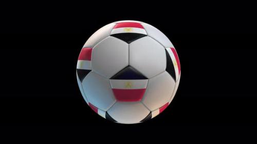 Videohive - Soccer ball with flag Egypt, on black background loop alpha - 34344090