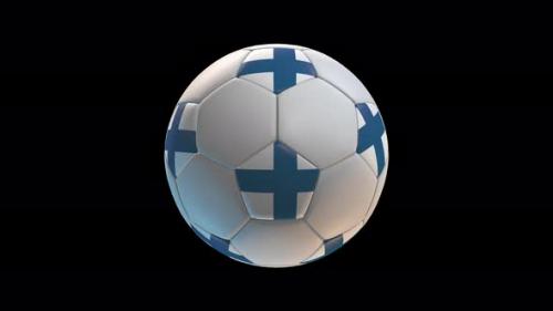 Videohive - Soccer ball with flag Finland, on black background loop alpha - 34344091
