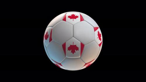 Videohive - Soccer ball with flag Canada, on black background loop alpha - 34344096