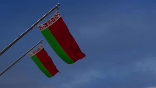 Videohive - Belarus Flags In The Blue Sky - 4K - 34349843