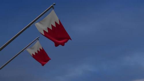 Videohive - Bahrain Flags In The Blue Sky 4 K - 34349847