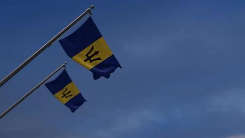 Videohive - Barbados Flags In The Blue Sky - 2K - 34349850