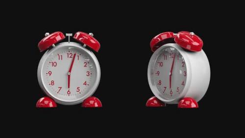 Videohive - 3D rendering alarm clock on on a transparent background with an alpha channel. Time to wake up. - 34353081