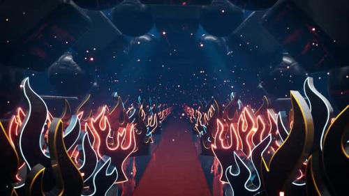Videohive - Flame Decorated Red Carpet Tunnel 4k - 34353123