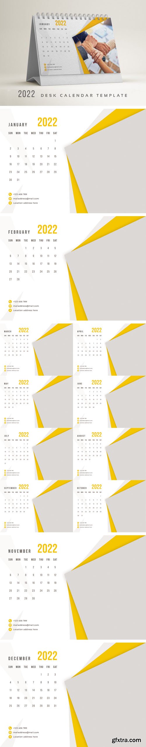 2022 Desk Calendar PSD Template