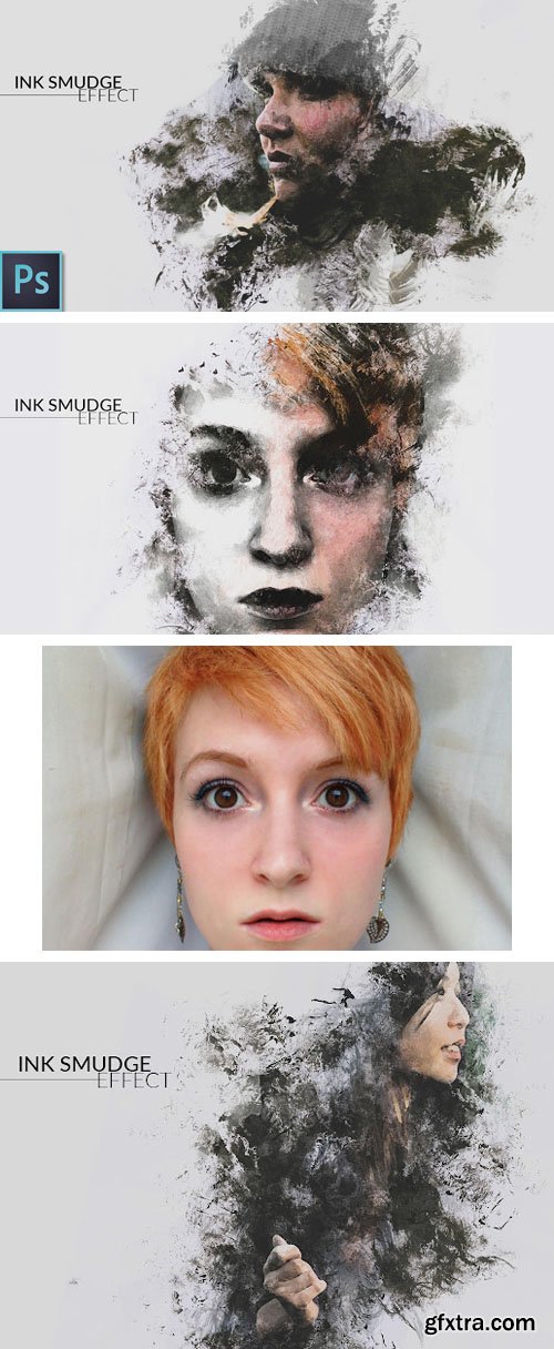 Ink Smudge Portrait Effects for Photoshop + Brushes + Tutorial