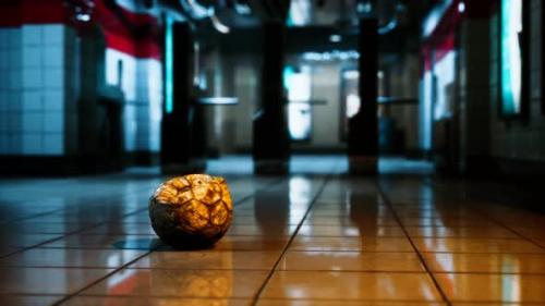 Videohive - Old Soccer Ball in Empty Subway - 34336065