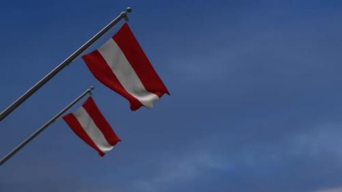 Videohive - Austria Flags In The Blue Sky - 2K - 34343153