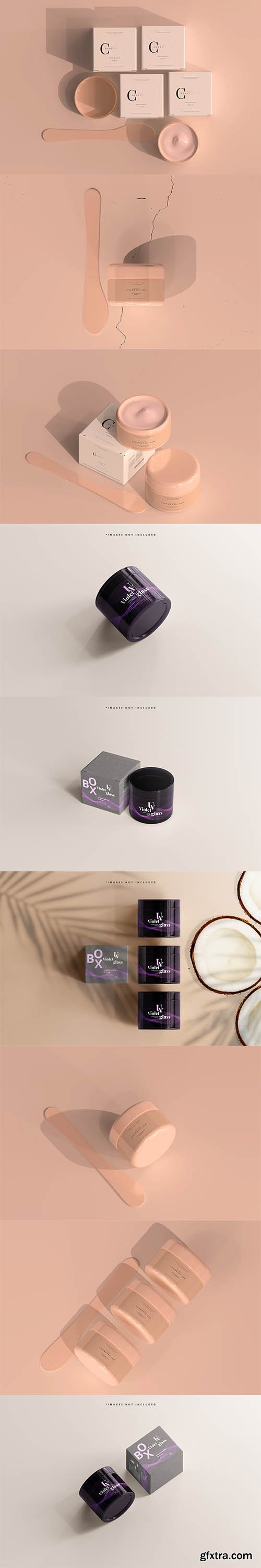 Cosmetic jar with transparent label mockup