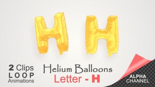 Videohive - Helium Gold Balloons With Letter – H - 34454916