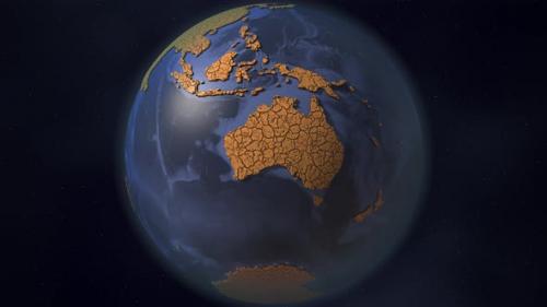 Videohive - Continent of Australia Covered with Dry Cracked Earth - 34456267