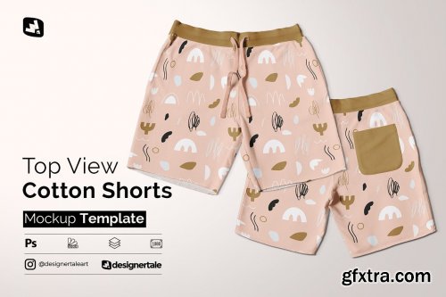 CreativeMarket - Top View Cotton Shorts Mockup 5022216