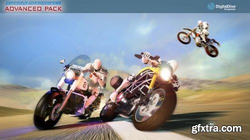 Unreal Engine - Ridable MotorBikes: Multiplayer Advanced Pack - 3 Bikes - damage & animations
