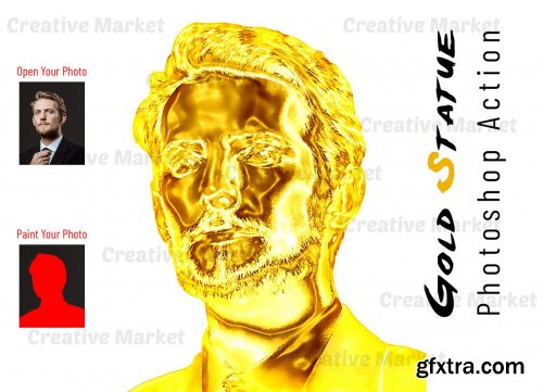 CreativeMarket - Gold Statue Photoshop Action 6550350