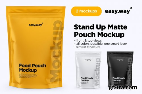 CreativeMarket - Matte Stand Up Pouch PSD Mockups Set 6233236
