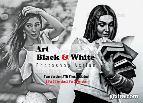 CreativeMarket - Art Black & White Photoshop Action 6563954
