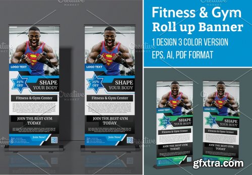 CreativeMarket - Fitness Gym Roll up Banner Template 5629674